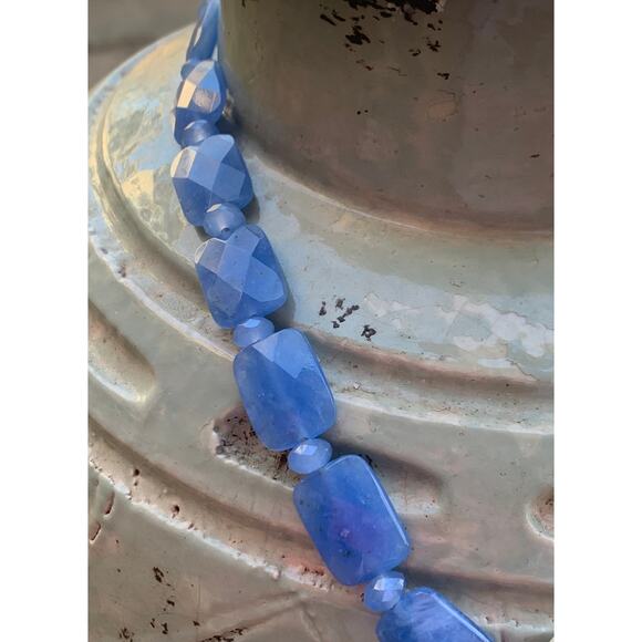 Sterling Silver, Pearl and Blue Chalcedony Necklace Vintage - Picture 3 of 7